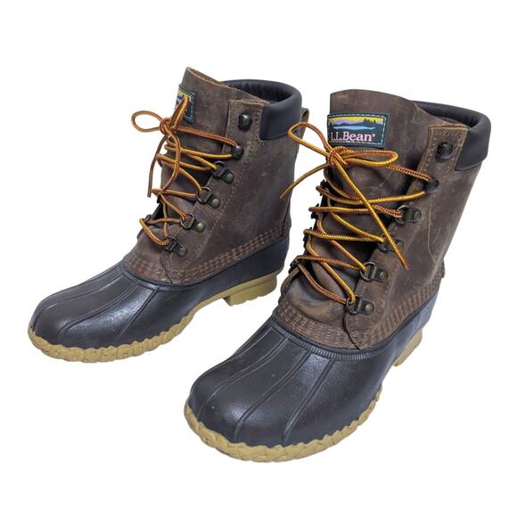 L.L. Bean Gore-Tex Dark Brown Primaloft Liner Leather Duck Rain Boots Women 6M - Picture 1 of 16